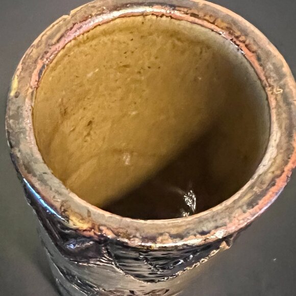 Vtg Otagiri Mercantile Company OMC Japan Handcrafted Incised Glazed Pottery Vase - Picture 12 of 15